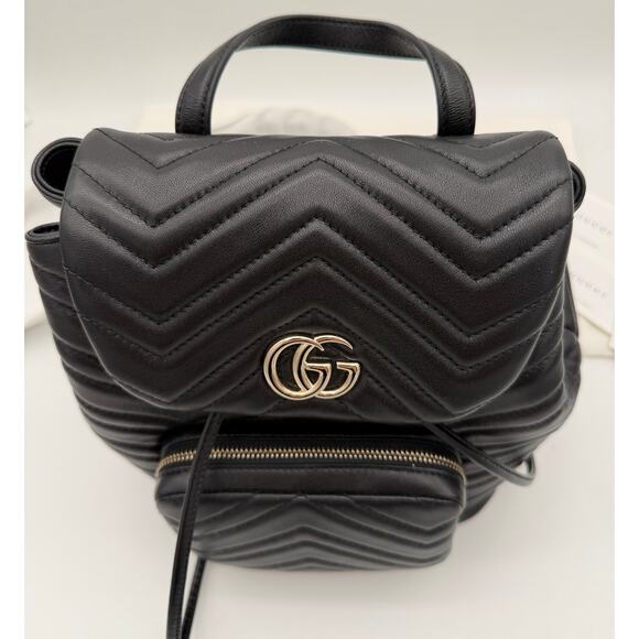 NEW GUCCI $3400 MARMONT BLACK LEATHER TOTE BACKPACK BAG AUTHENTIC! main image 13